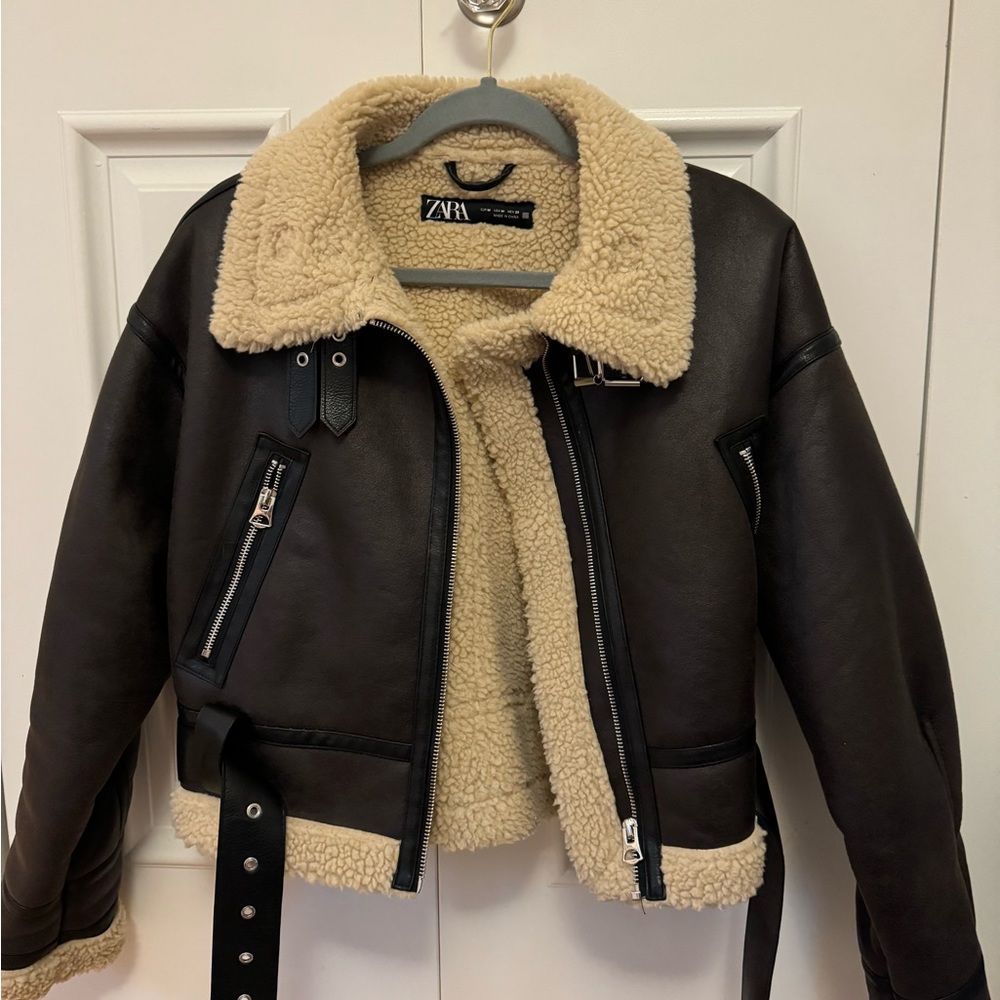 Zara leather fur jacket